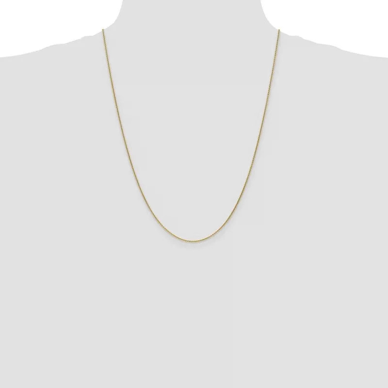 10K Yellow Gold Diamond Cut Cable Chain 1mm Wide 14 16 18 20 22 24″ Spring Ring