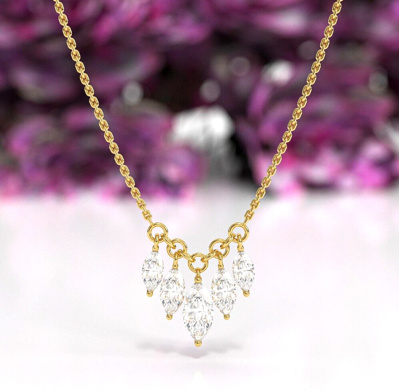 7 Ct Certified Treated Off White Diamond Solitaire Chain Necklace, 925 Silver