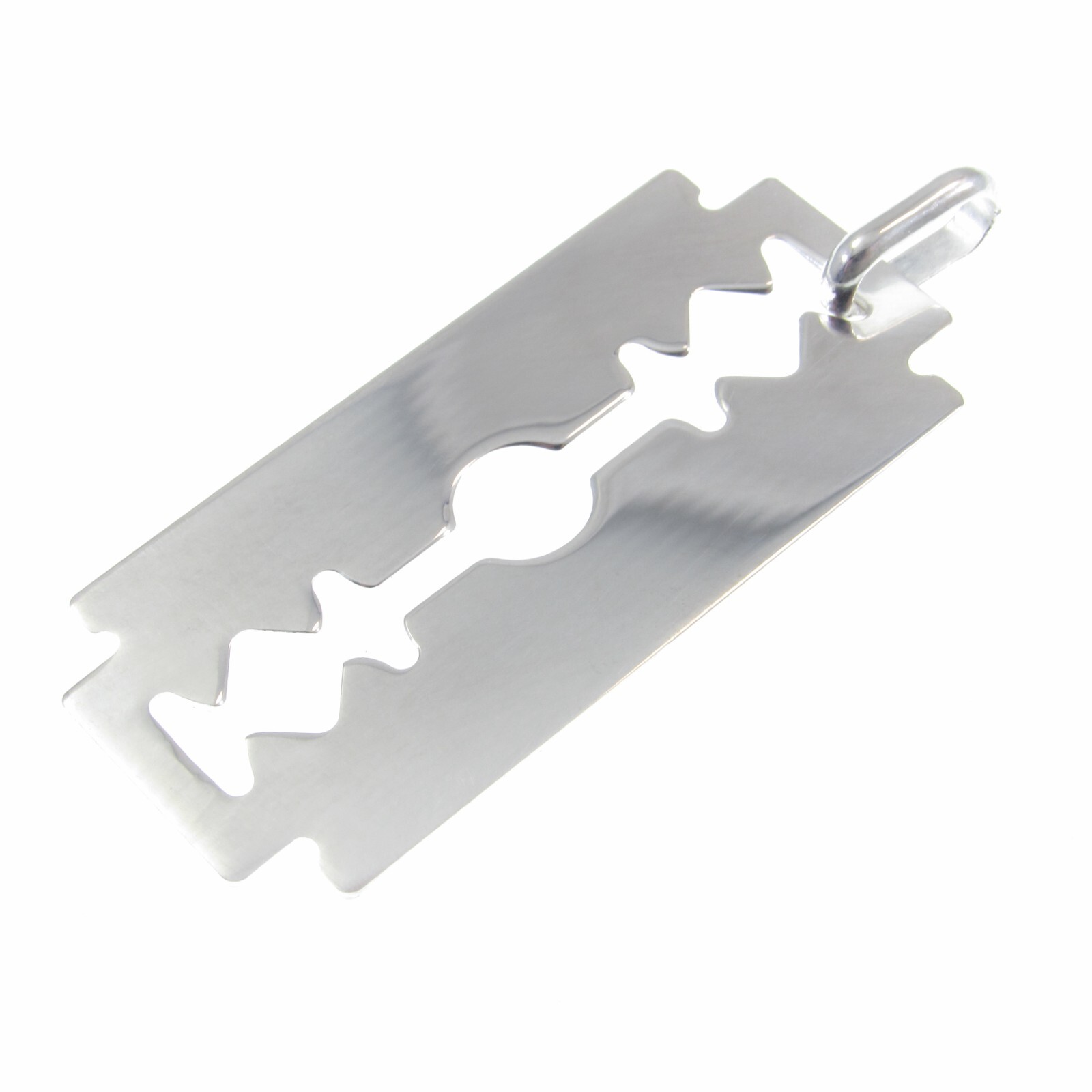 Solid 925 Sterling Silver Razor Blade Pendant, Grunge Punk Goth Hip Hop Jewelry