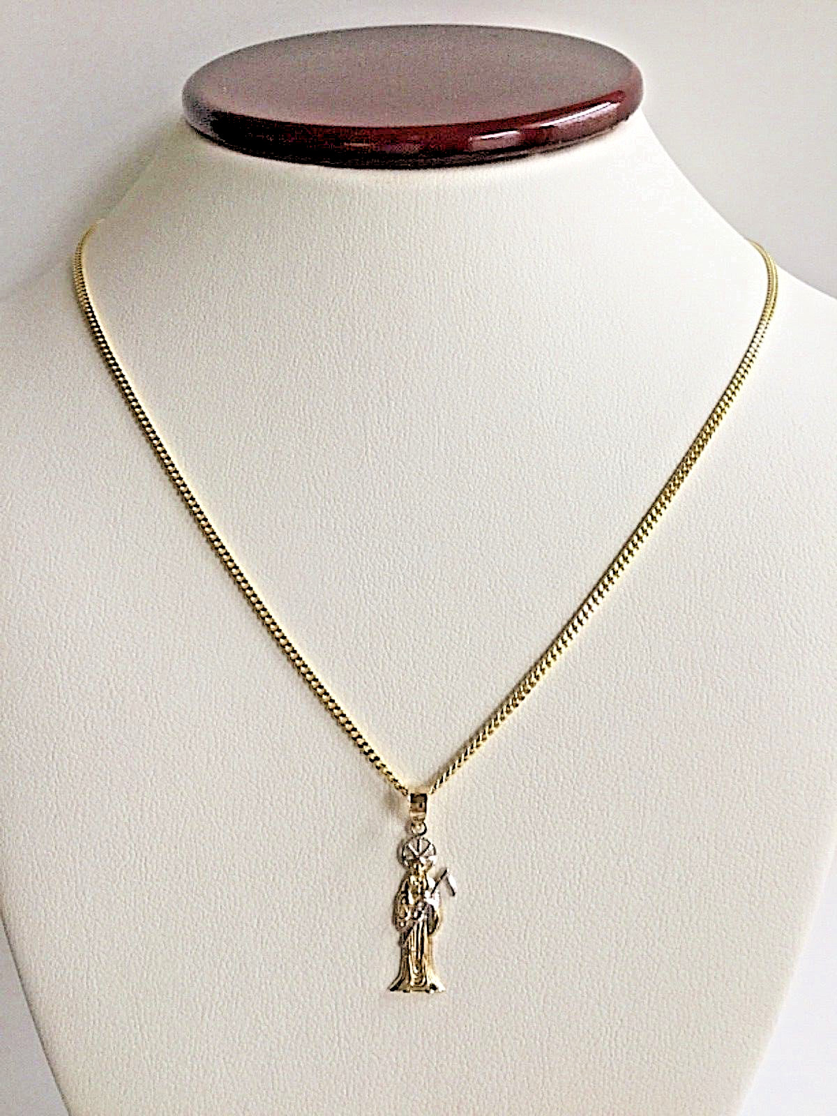 10K SOLID GOLD GRIM REAPER NECKLACE 20″ LONG , 10K ORO REAL CADENA SANTA MUERTE