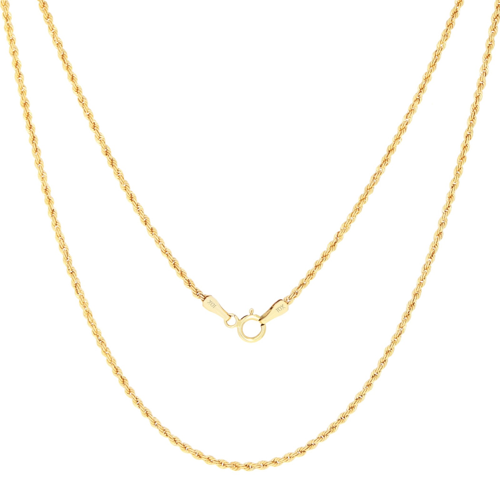10K Yellow Gold 1.5mm Thin Diamond Cut Rope Chain Pendant Necklace Women 16″-24″