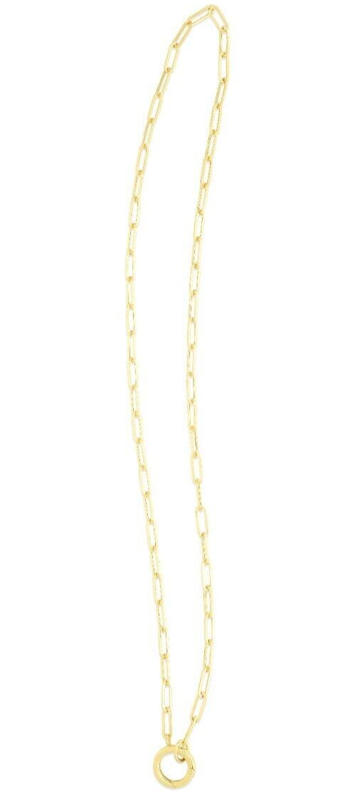 14k Yellow Gold Charm Clasp PAPERCLIP Link Chain Necklace 18 Inch 4 grams 3.2MM