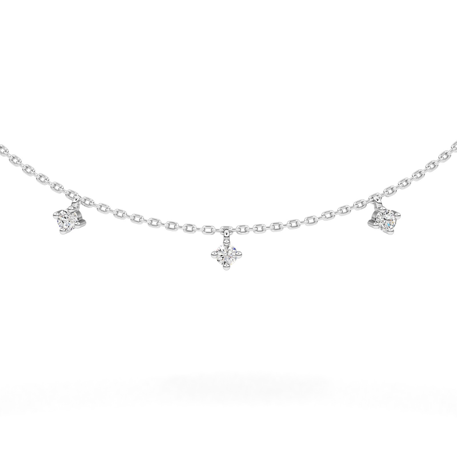 Diamond Necklace 10K 14K 18K Gold Round Brilliant Cut Chain Necklace