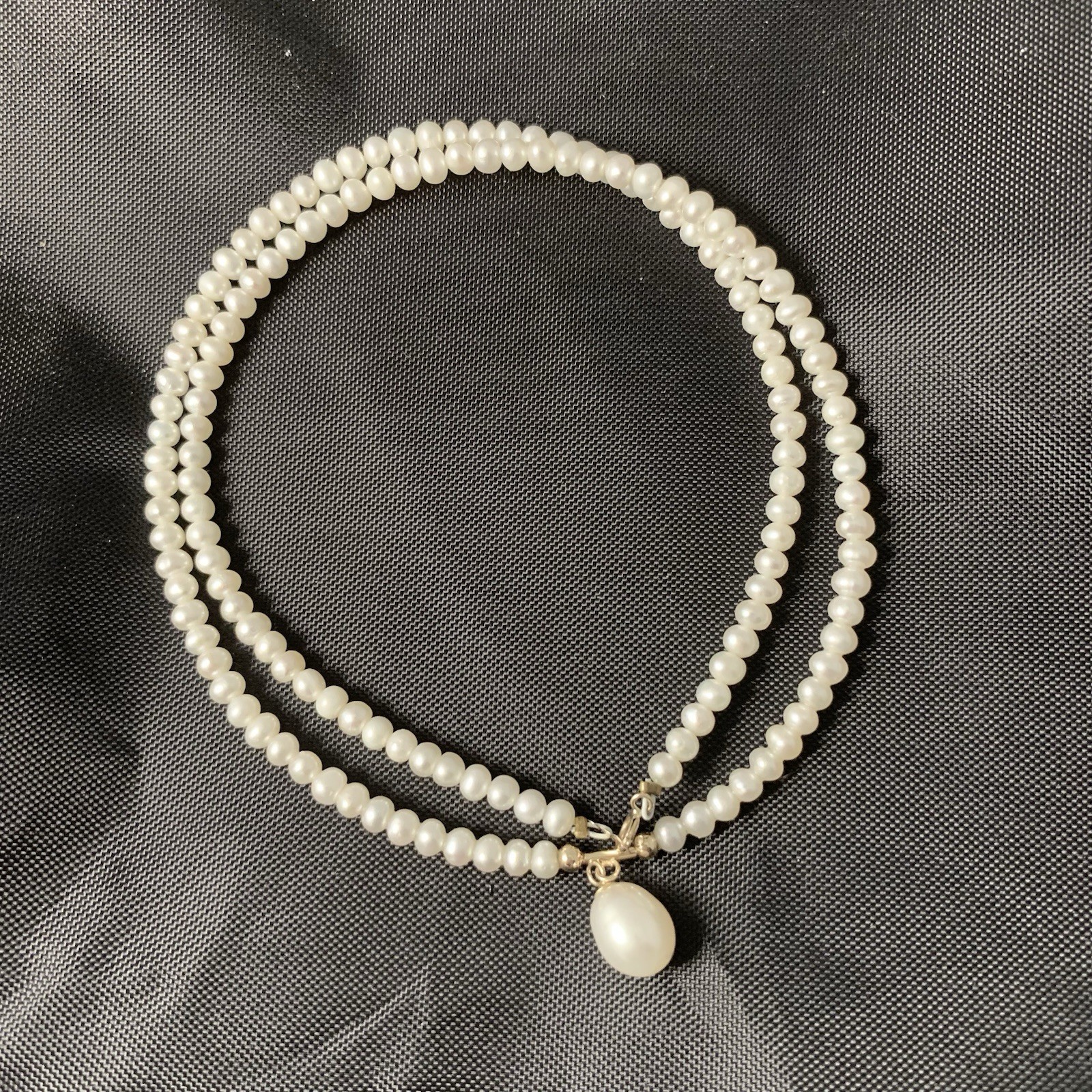 Pearl Necklace & Dangle 14k Yellow Gold 10.33gr FW White Pearl 4mm Dainty 19”