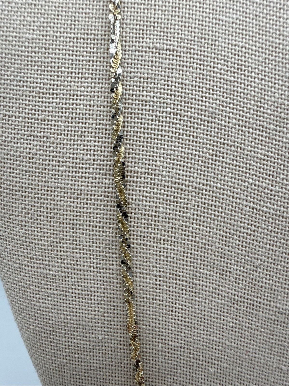 KA 1772 Italy Sterling Silver 2mm Two Tone Twisted Sparkle Chain Necklace 28”