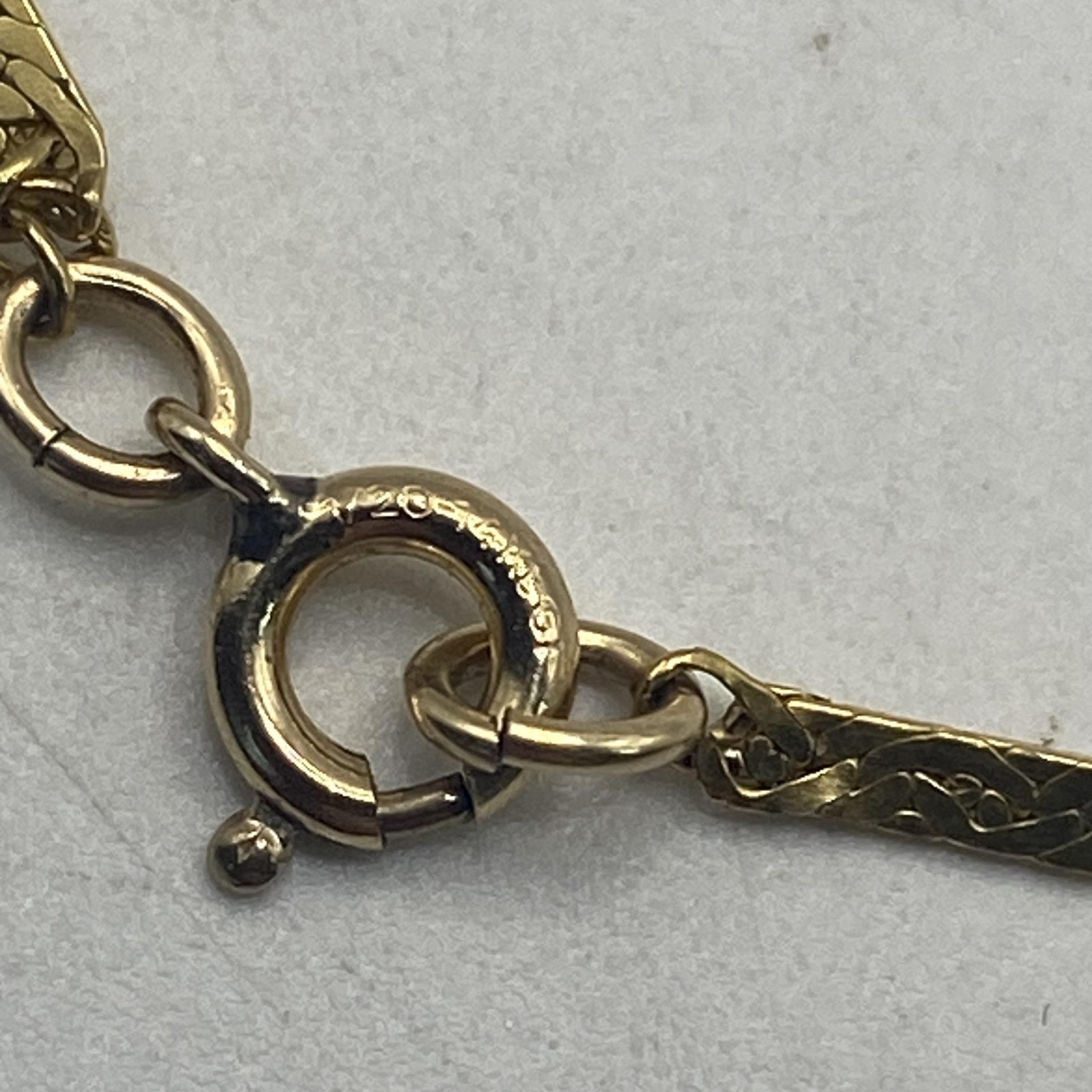 14k Gold Filled Chain Necklace 24 In Engraved Links Spring Ring Clasp Jewelry