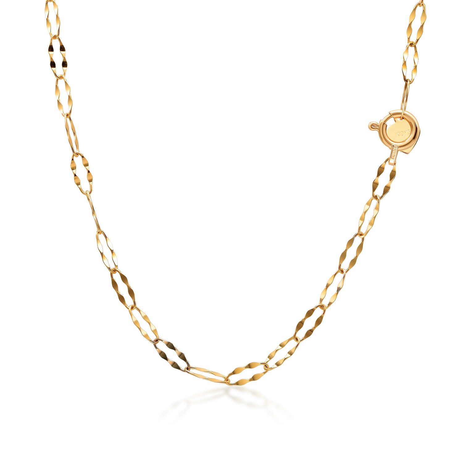 10K Yellow Gold Link Chain Necklace For Women and (18 Inches Length, 2MM Width)