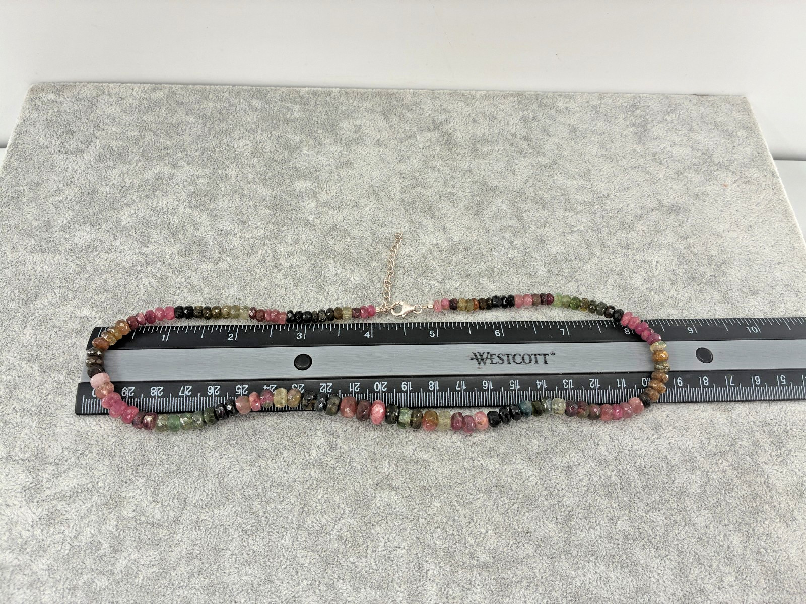 Multi Tourmaline Bead Necklace Sterling Silver 925 Signed KJC India 18in 5mm Box