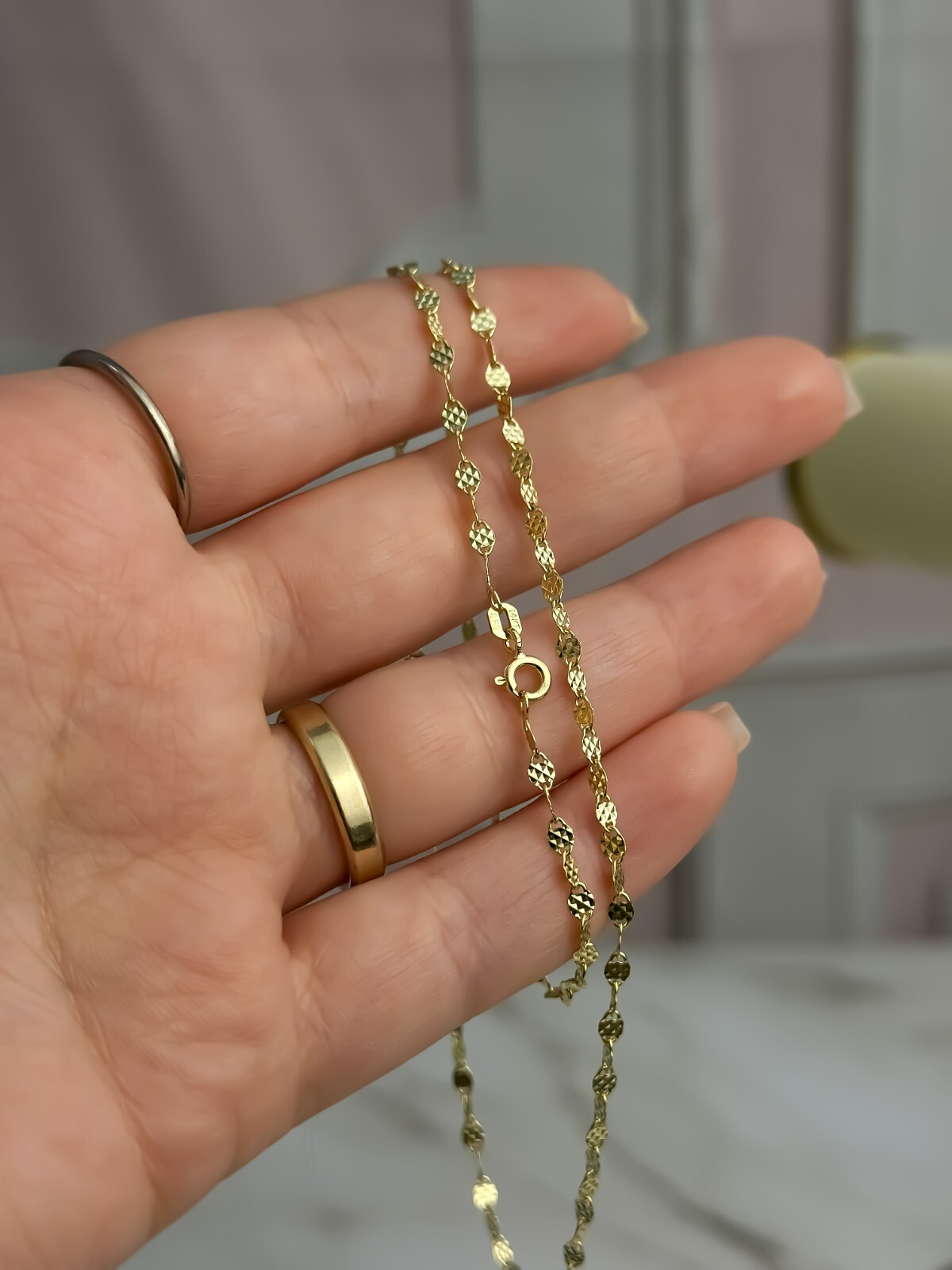 Solid 14K Gold Fancy Fine Chain Necklace 2.5mm 16″ – Italian Jewelry
