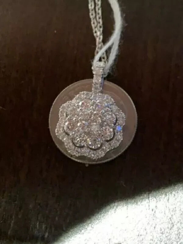 2Ct Lab-Created Round Cut Diamond Pendant Free Chain 18K White Gold Finish