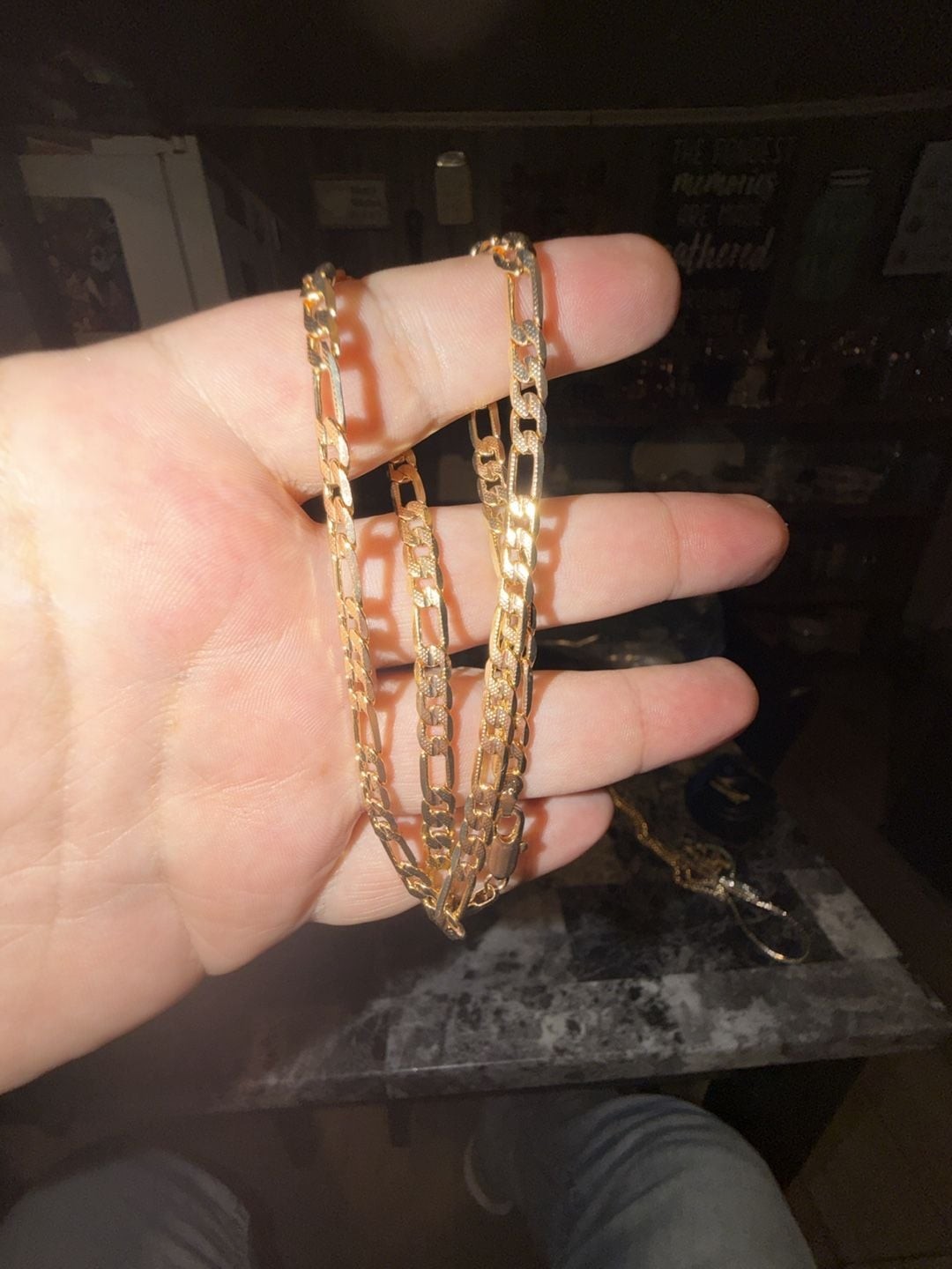 18K Gold Layered Figaro Chain Necklace 18 inch excellent