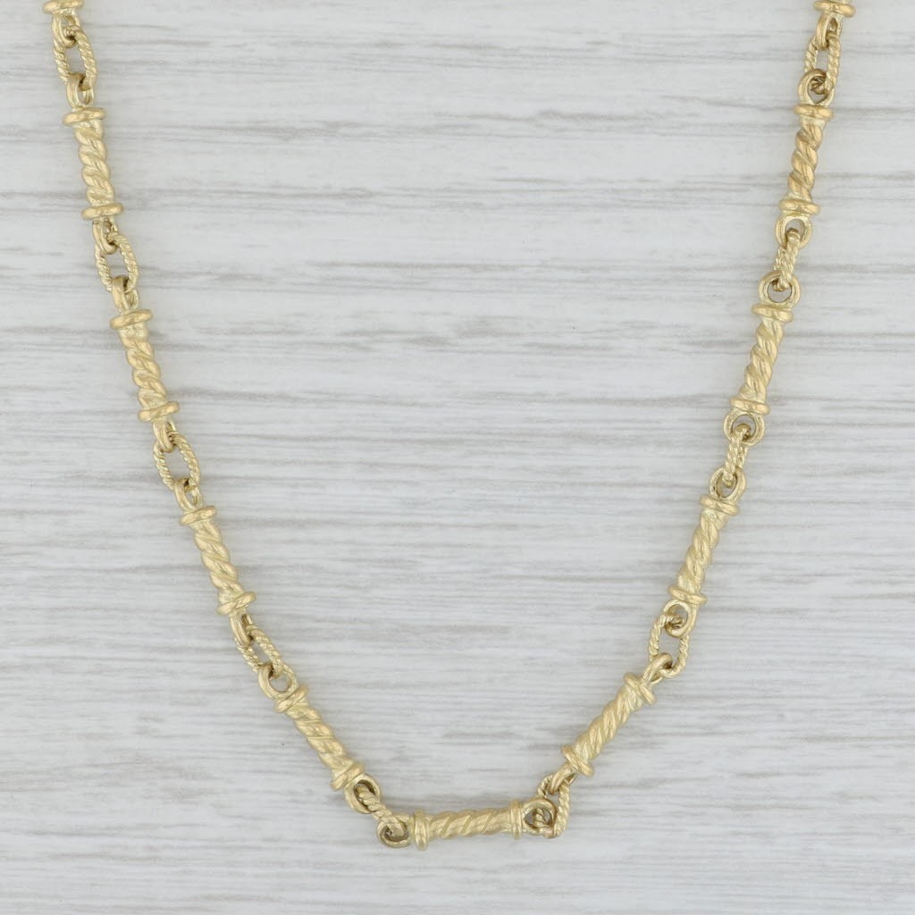 Judith Ripka 0.25ctw Diamond Flower Bar Link Necklace 18k Yellow Gold 15.5″