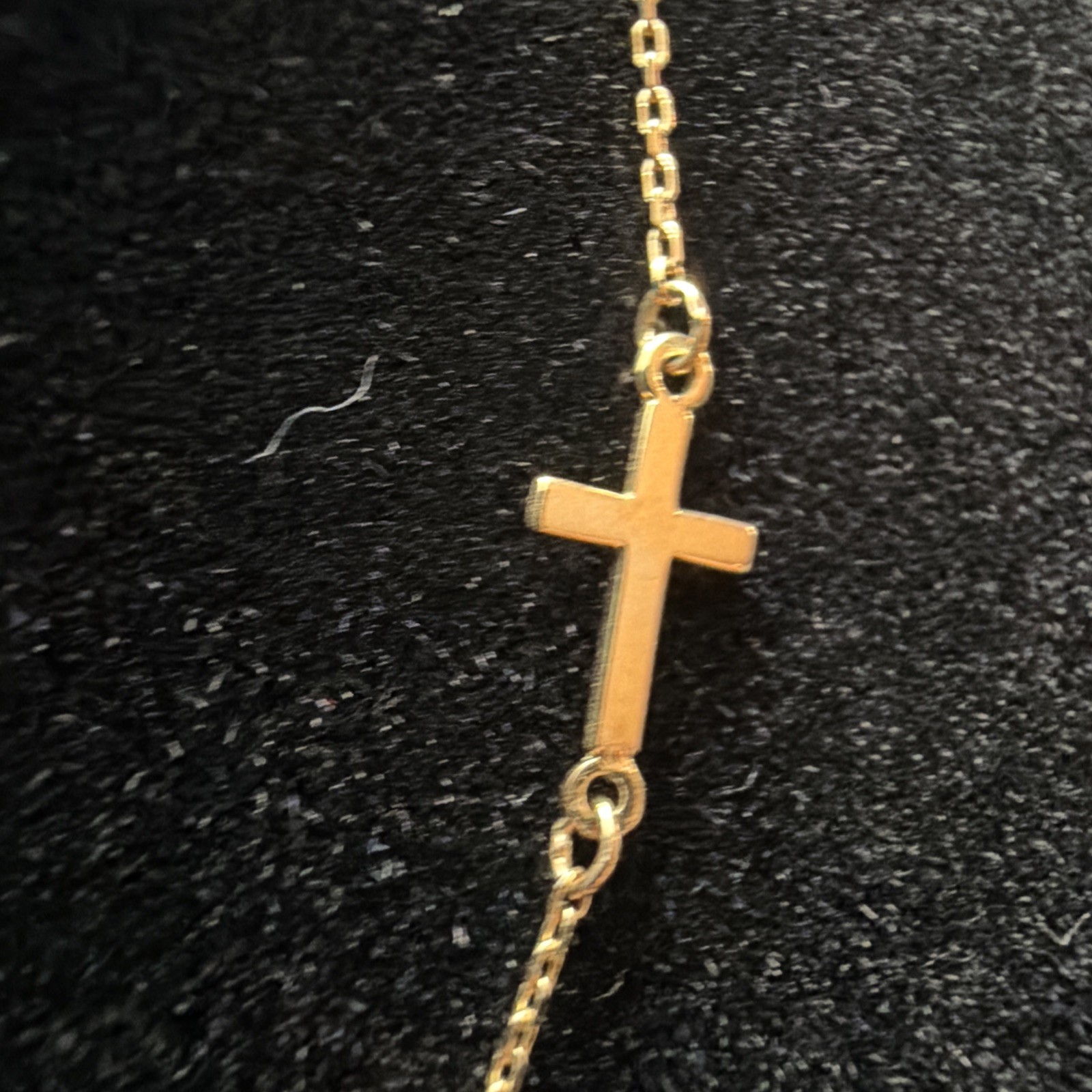 10k Gold Rosary Necklace w/ Medallion Cross Beads Spiritual Jewelry Elegant 17”