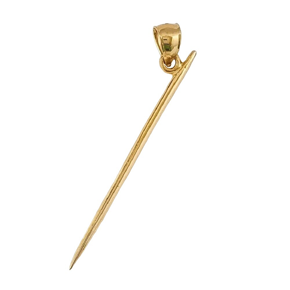 14k Yellow Gold Toothpick 3D (3 Dimensional) Solid Pendant / Charm, Made in USA