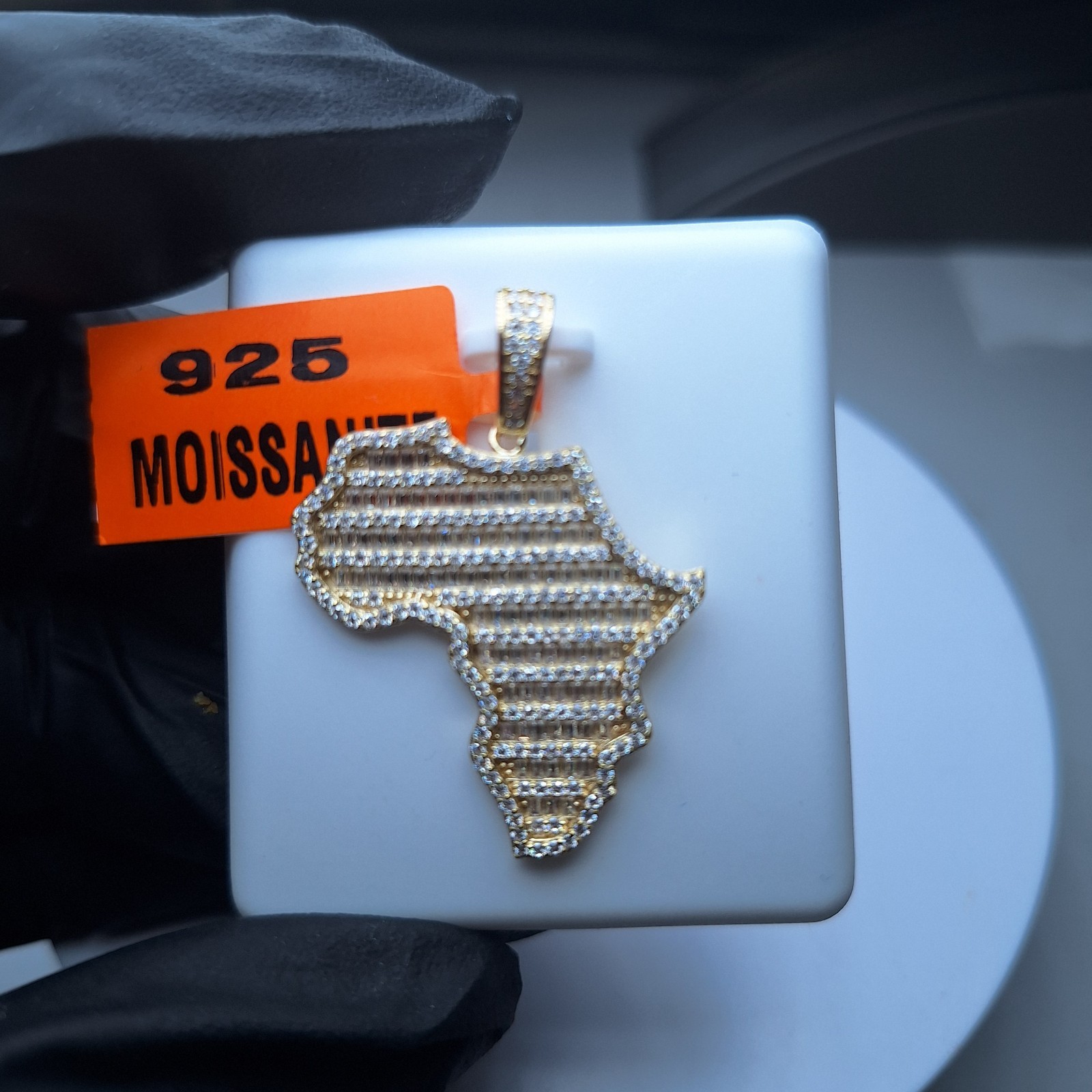 3.00ctw 14k Over 925 Sterling Silver Moissanite Africa Map Pendant