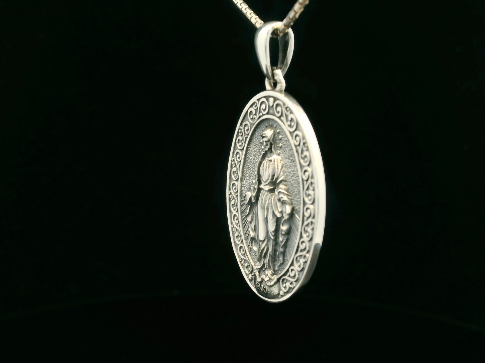 925 Sterling Silver Two-Sided Miraculous Medal Necklace