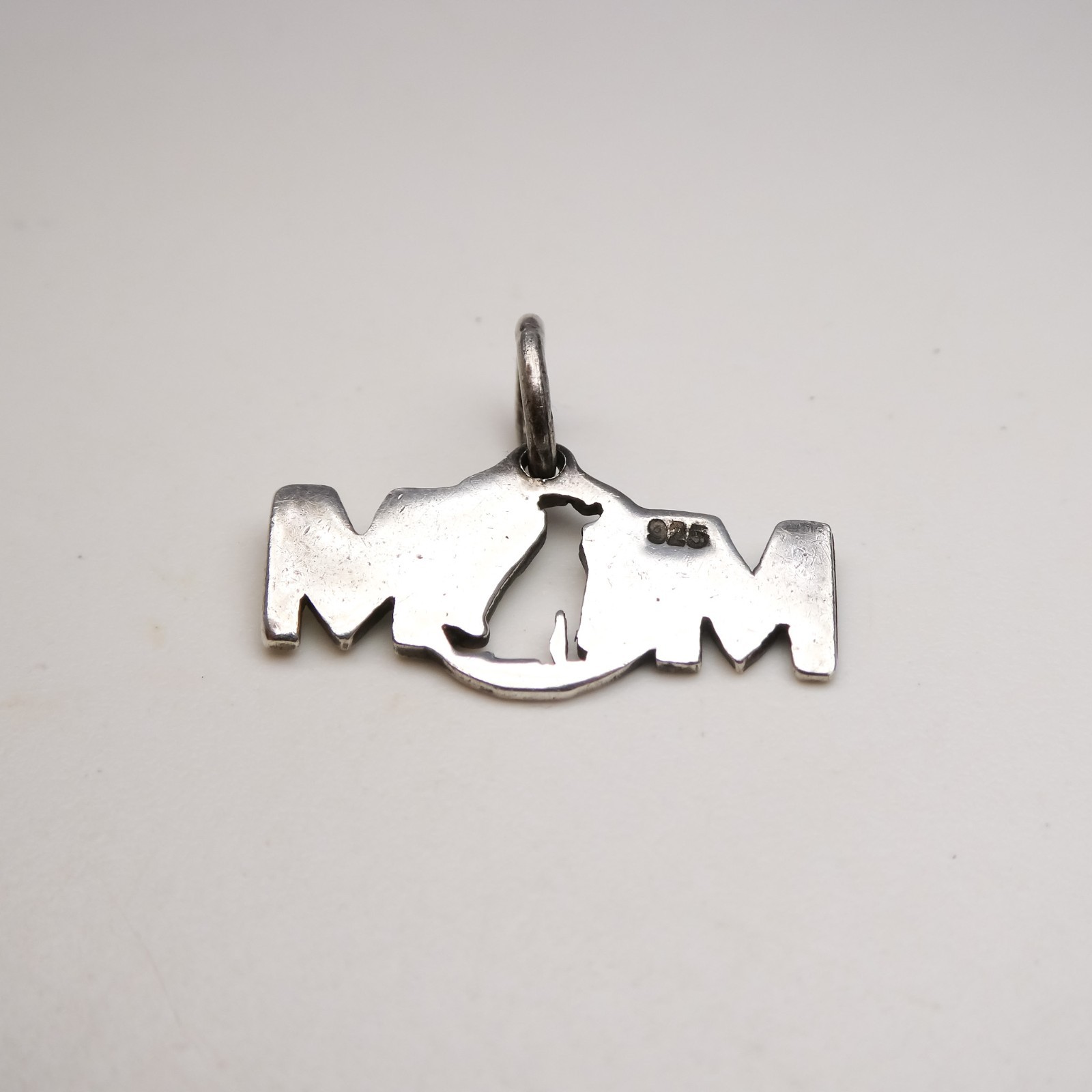 Sterling Silver 925 Pet Dog Mom Cut Out Charm Pendant