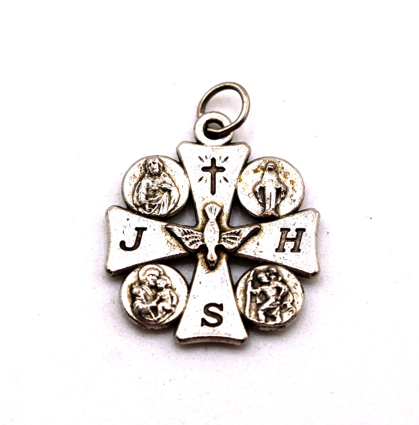 Pendant Vintage Italy Silver Four-way Maltese Cross Medal 70274