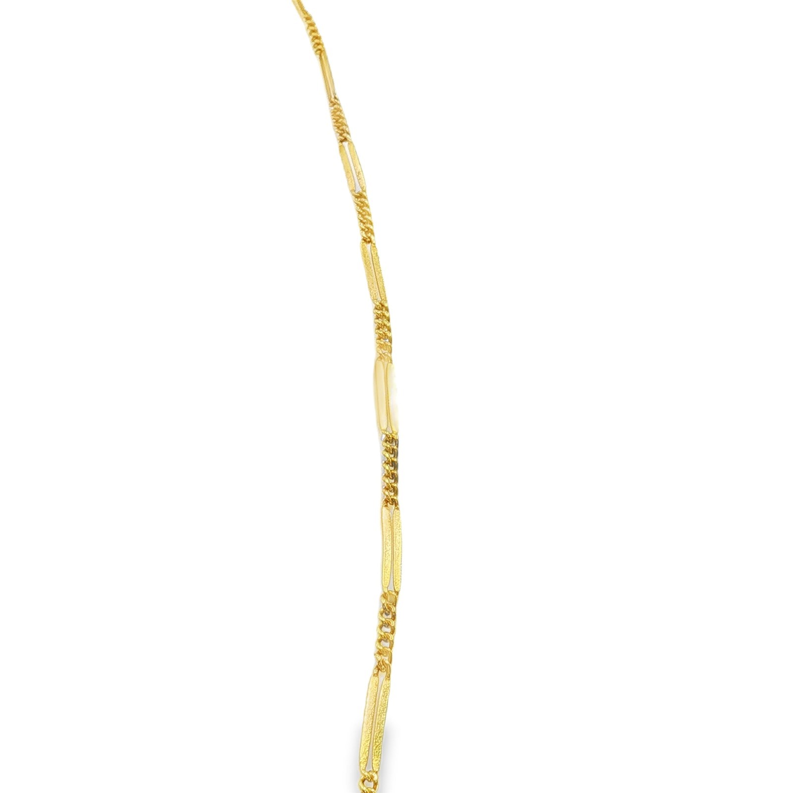 Vintage 14K Yellow Gold Bar & Curb Link Necklace 15.25″