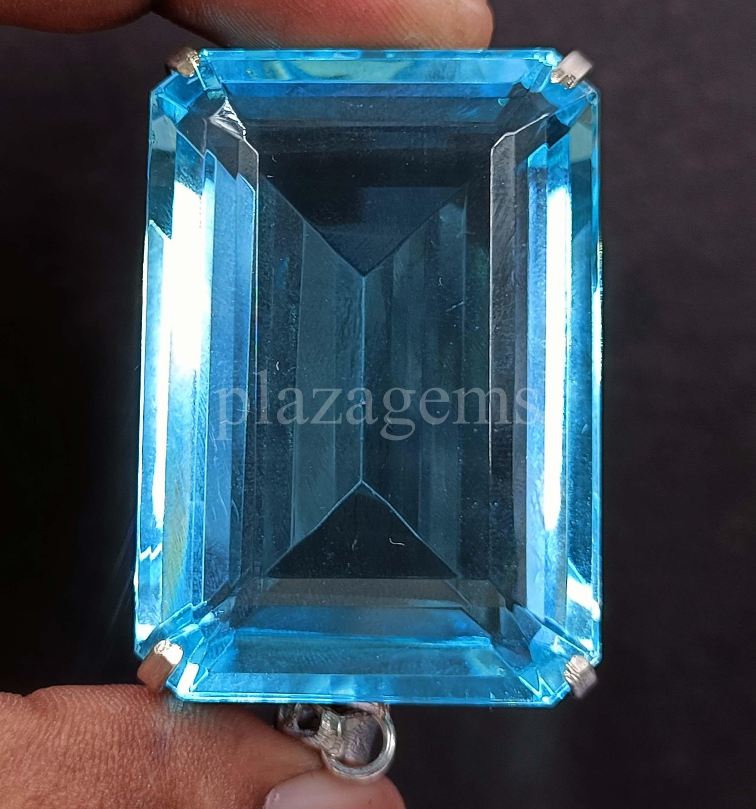 245 CT EMERALD CUT NATURAL BLUE AQUAMARINE EGL 925 SILVER PENDANT GEMSTONE 5ARC