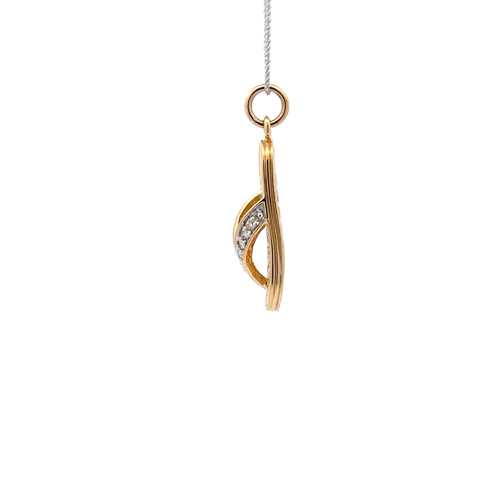 14KT. Yellow Gold Flip Flop With Diamond Strap Pendant (7 x 26 mm)