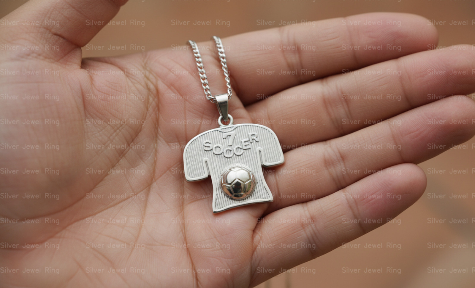 Silver Jewel Ring Soccer Jersey Pendant Necklace 925 Sterling Silver