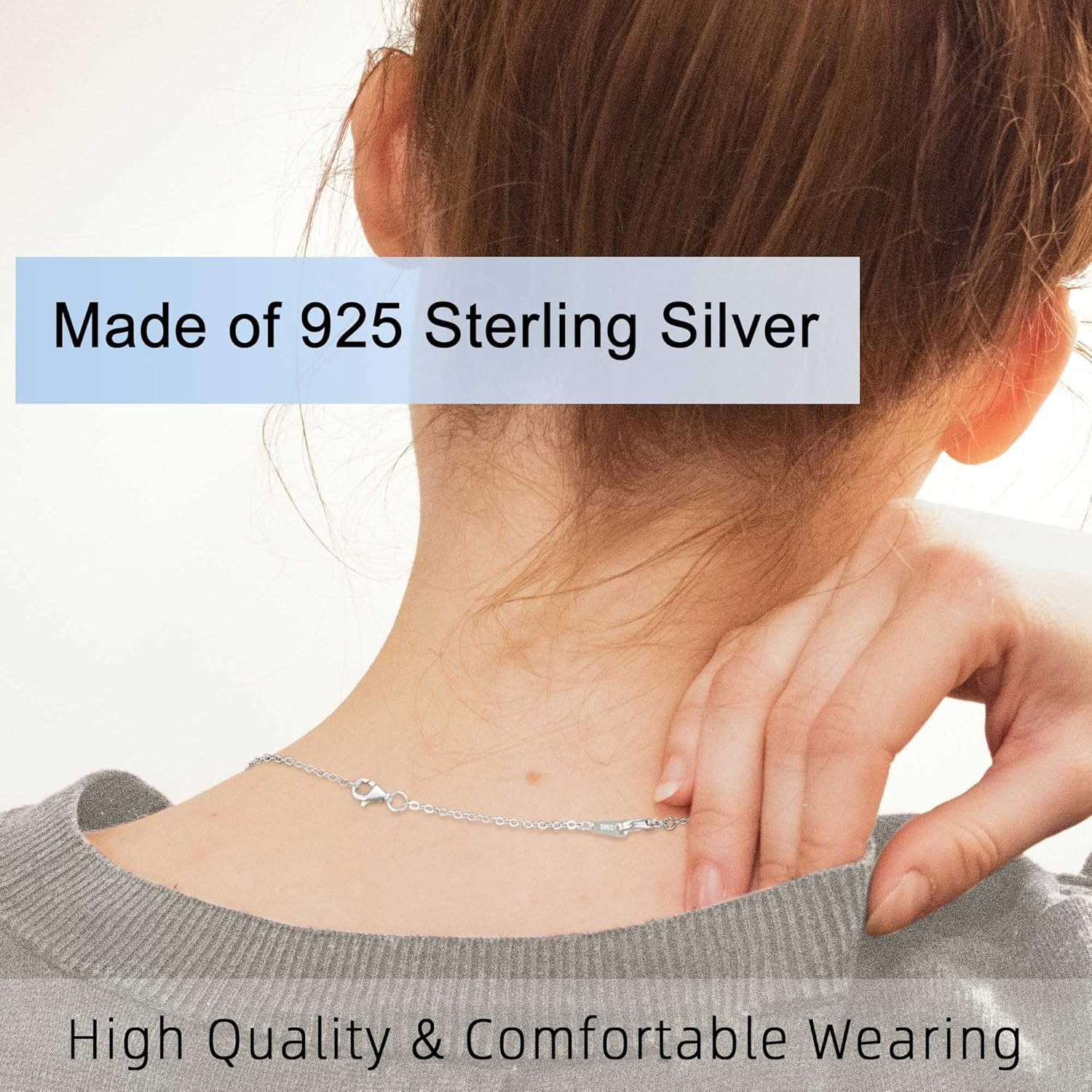 Sterling Silver Necklace Extenders for Women Silver Cha 3 Piece Set (1,2,3 Inch)