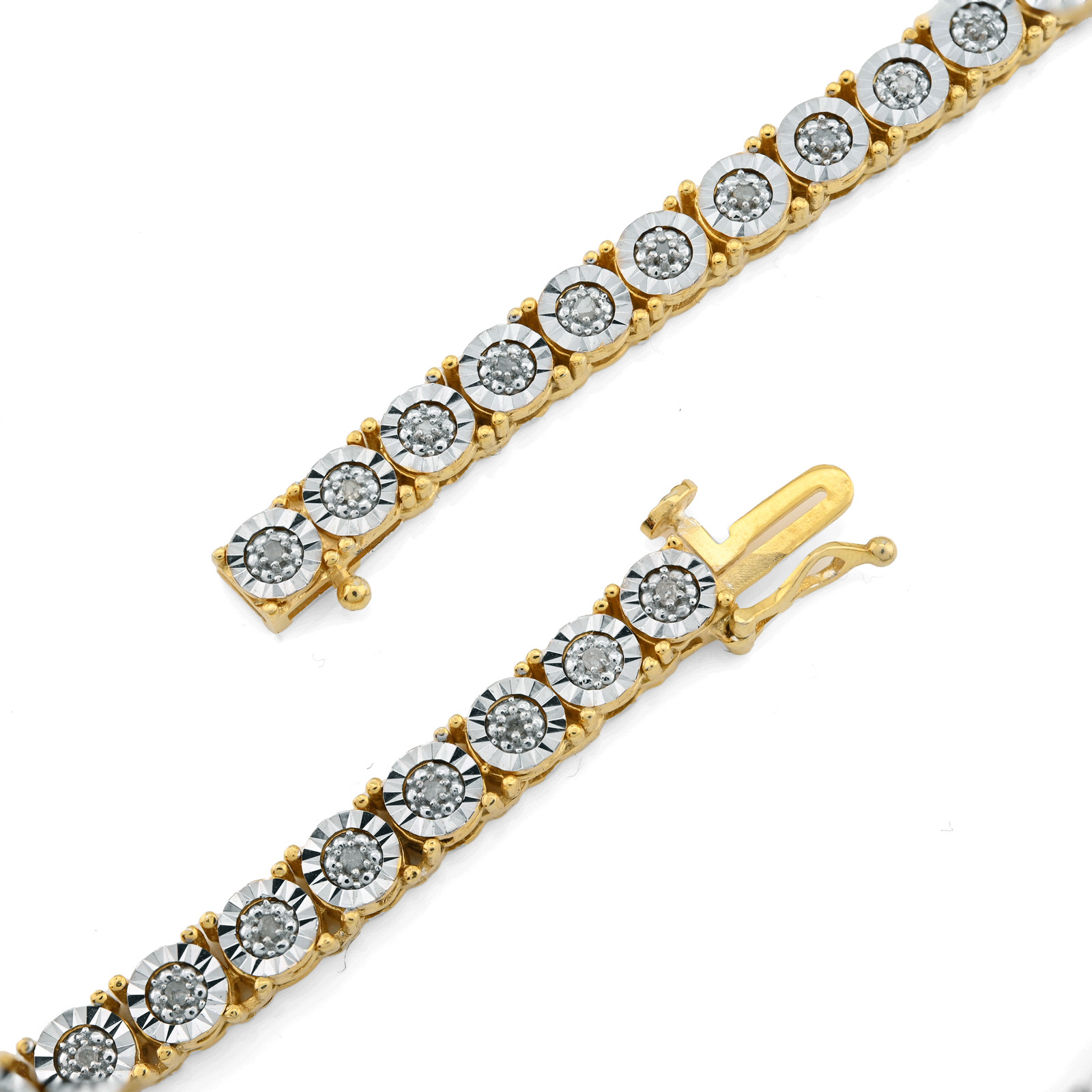 4.5MM 925 Sterling Silver 2CTW Natural Diamond Yellow Tennis Chain 18In Necklace