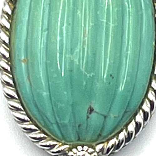Judith Ripka Enhancer Pendant 2″ Turquoise Carved Diamonique Twist Sterling 925