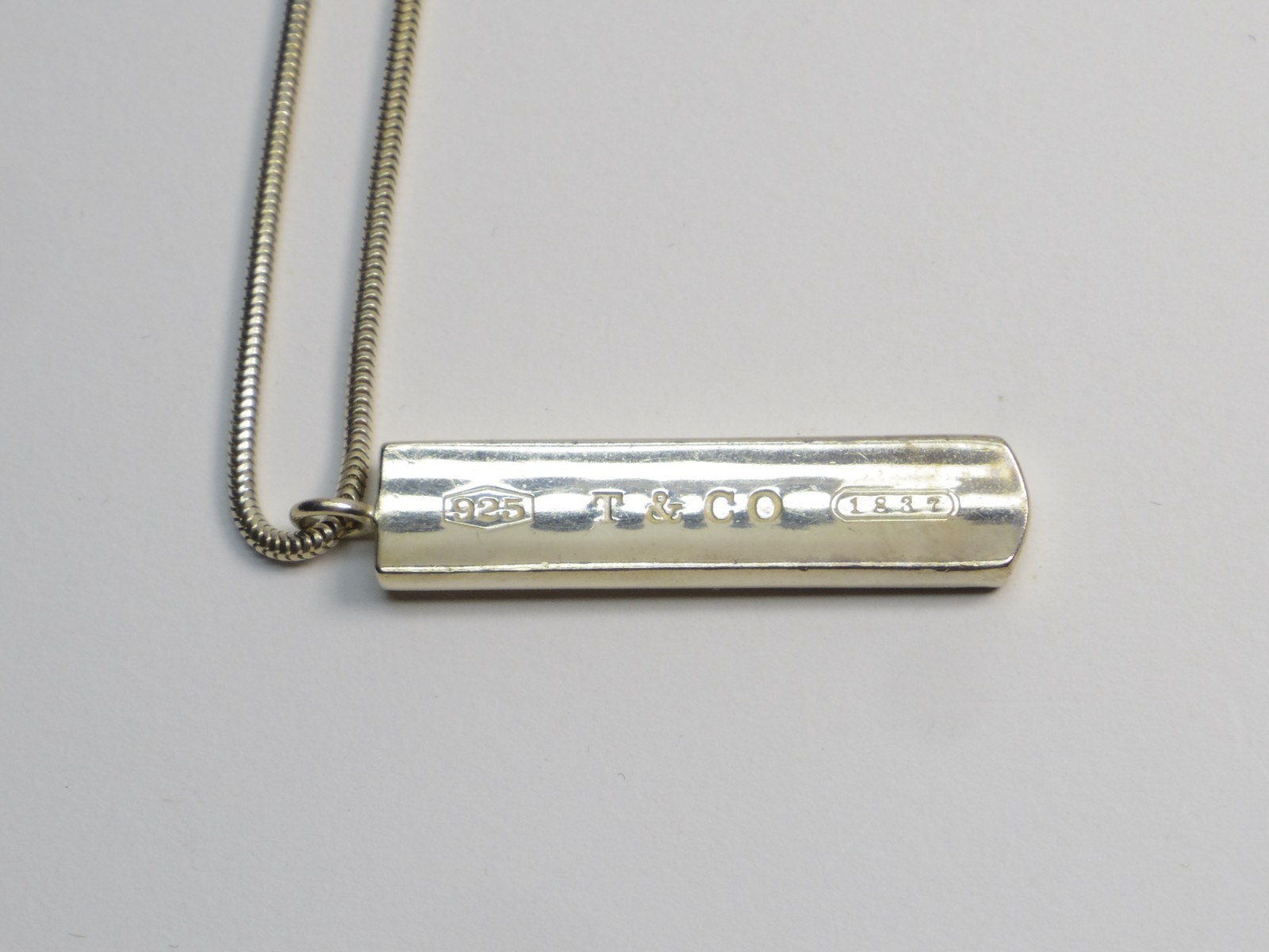 TIFFANY & Co. 1837 Bar Plate Pendant Necklace Chain Silver SV925 excellent