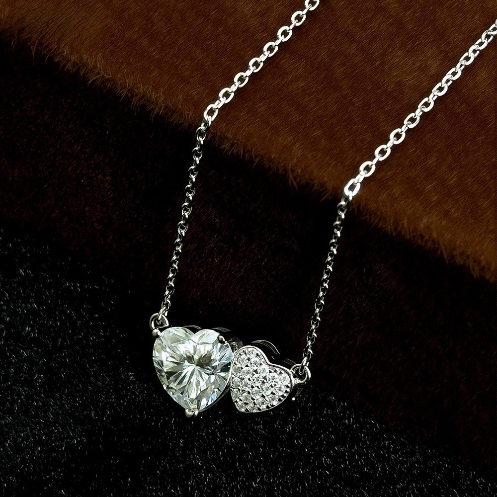 2ct Heart Cut Real Moissanite Women Pendant Necklace 925 Sterling Silver Chain
