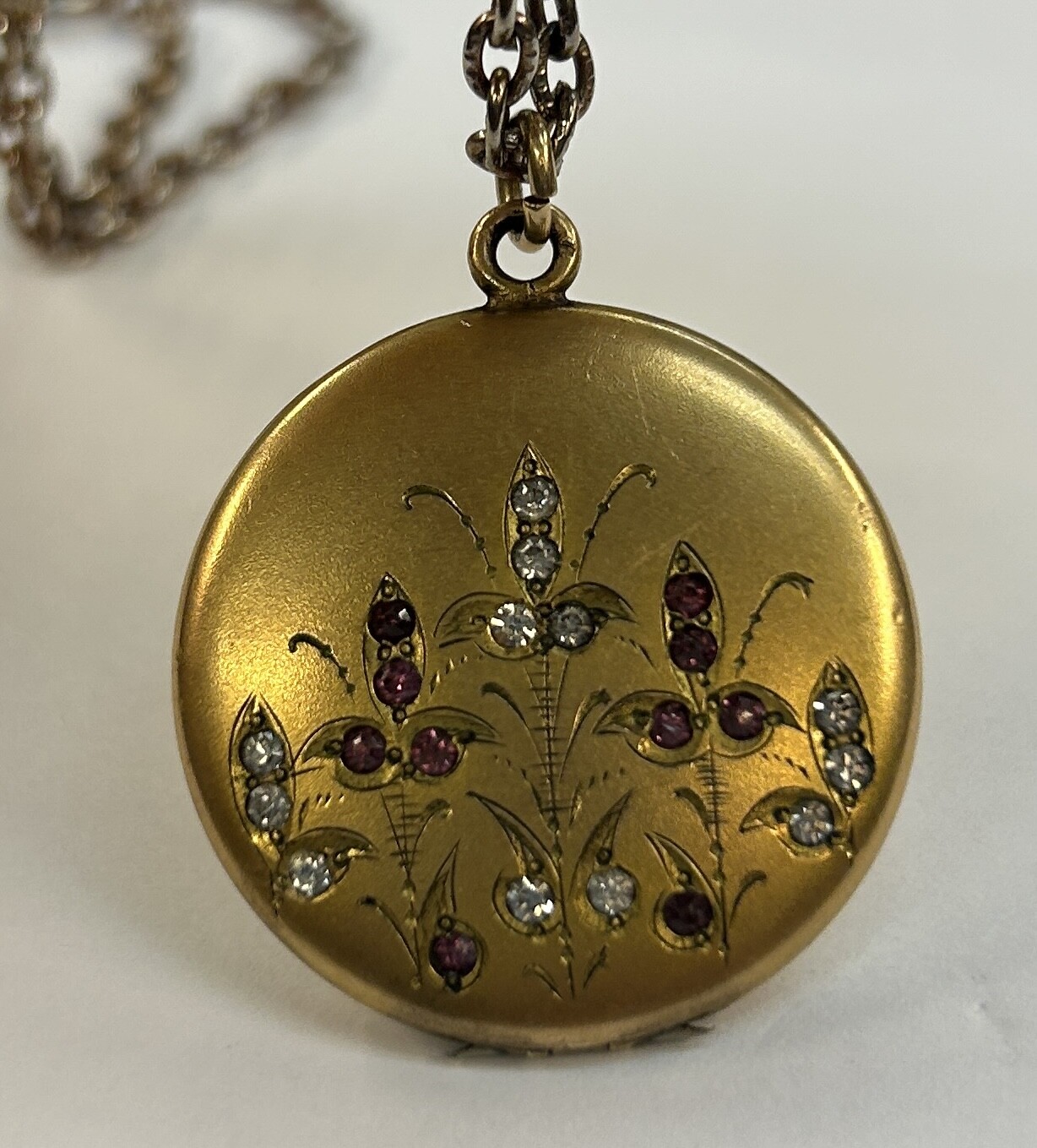W&H Co Gold Filled Paste Double Frame Locket Pendant. DM