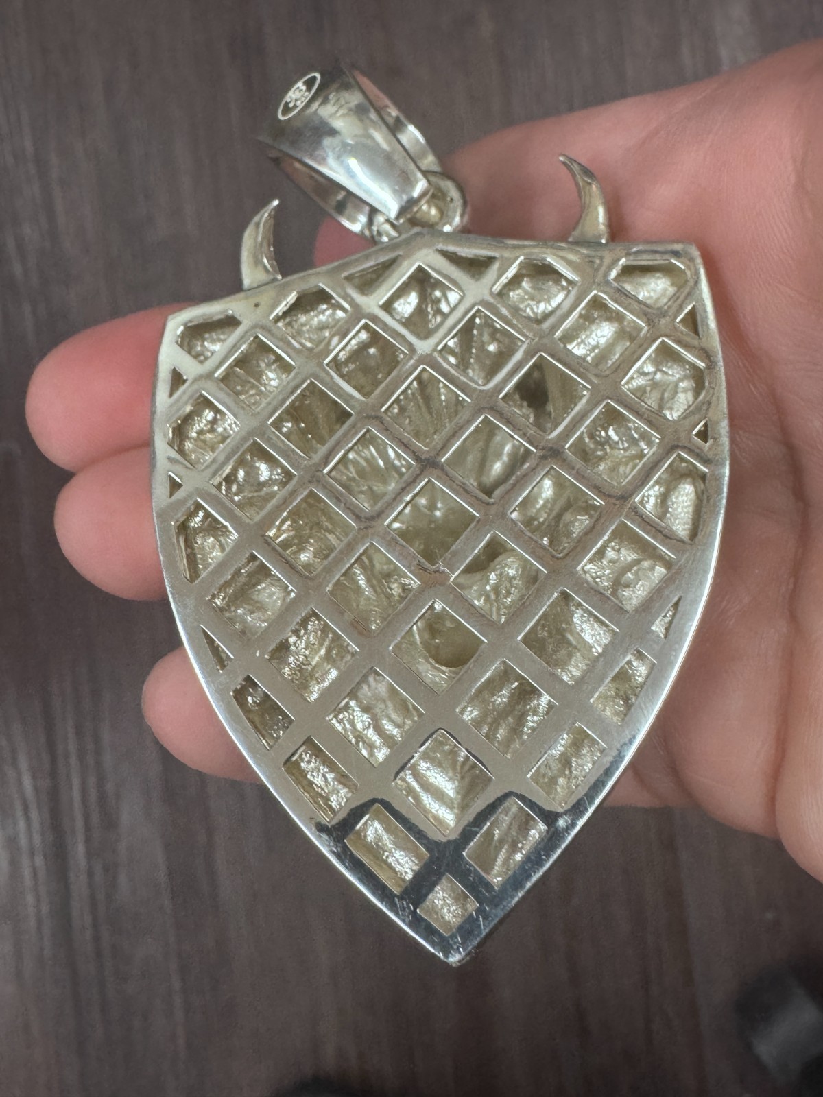 Dragon Shield Gallery Pendant 94.5g Solid Sterling Silver 925