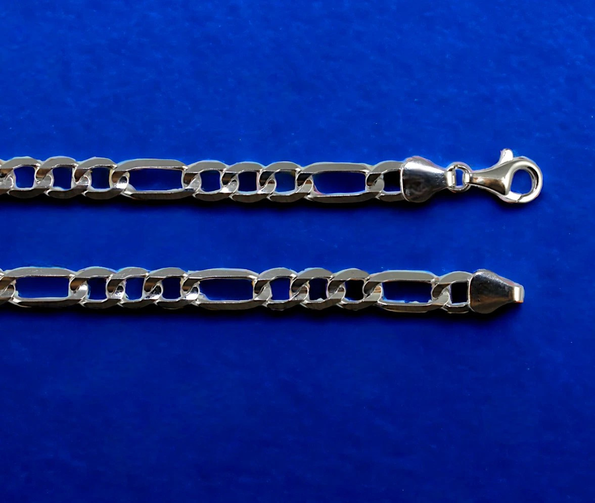 10K White Gold SOLID Figaro Necklace Bracelet Chain Real Gold 2mm-6mm 7″-30″