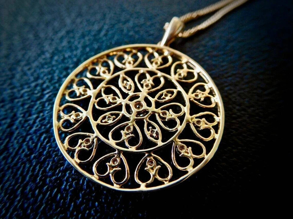 2 Ct Round Cut White Lab Created Women’s Circle Pendant 14K Yellow Gold Plated