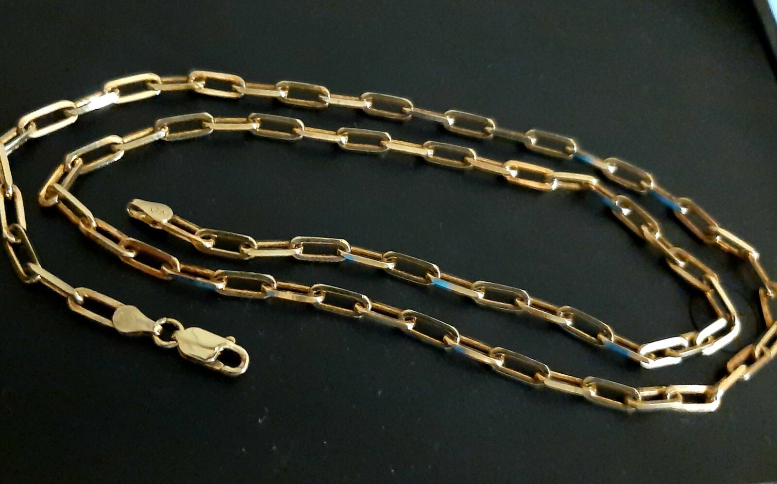 Gold Plate over Silver Paper Clip Chain 20 Inch 925 Silver Necklace Silver 10 Gr