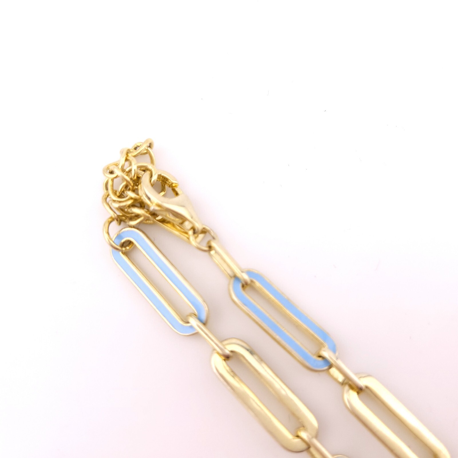 Adinas Jewels Sterling Silver Gold Tone Pastel Blue Enamel Paper Clip Necklace