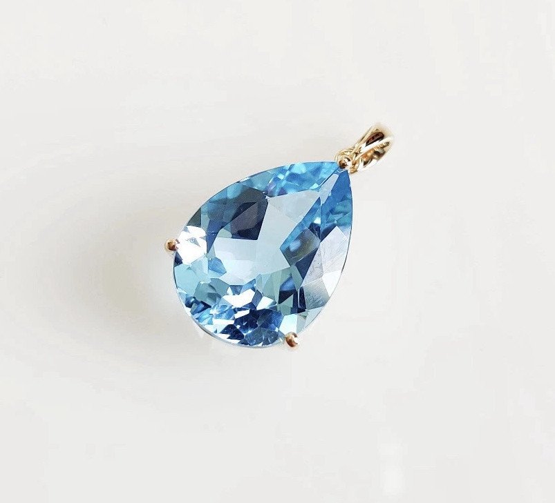 Natural Aquamarine Necklace Sterling Silver Jewelry Gorgeous Aquamarine Pendant