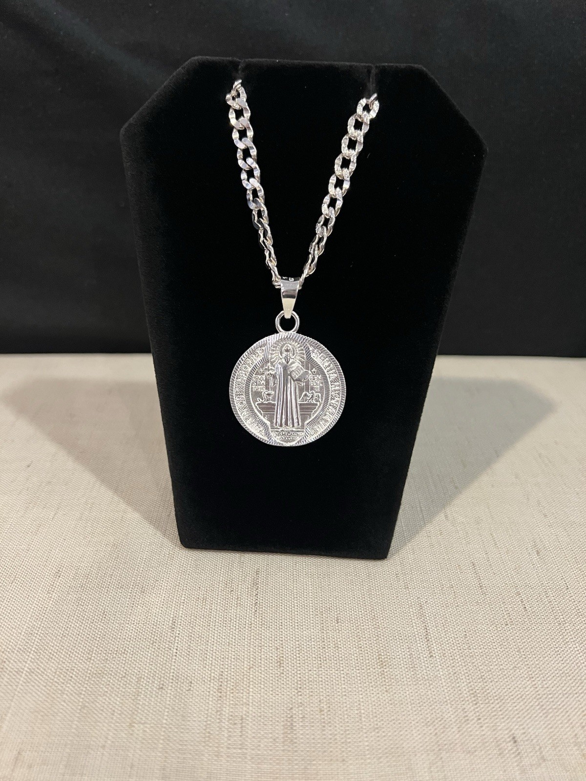 925 Sterling Silver Men Women St Benedict San Benito & Deck Curb Chain 20 24 30