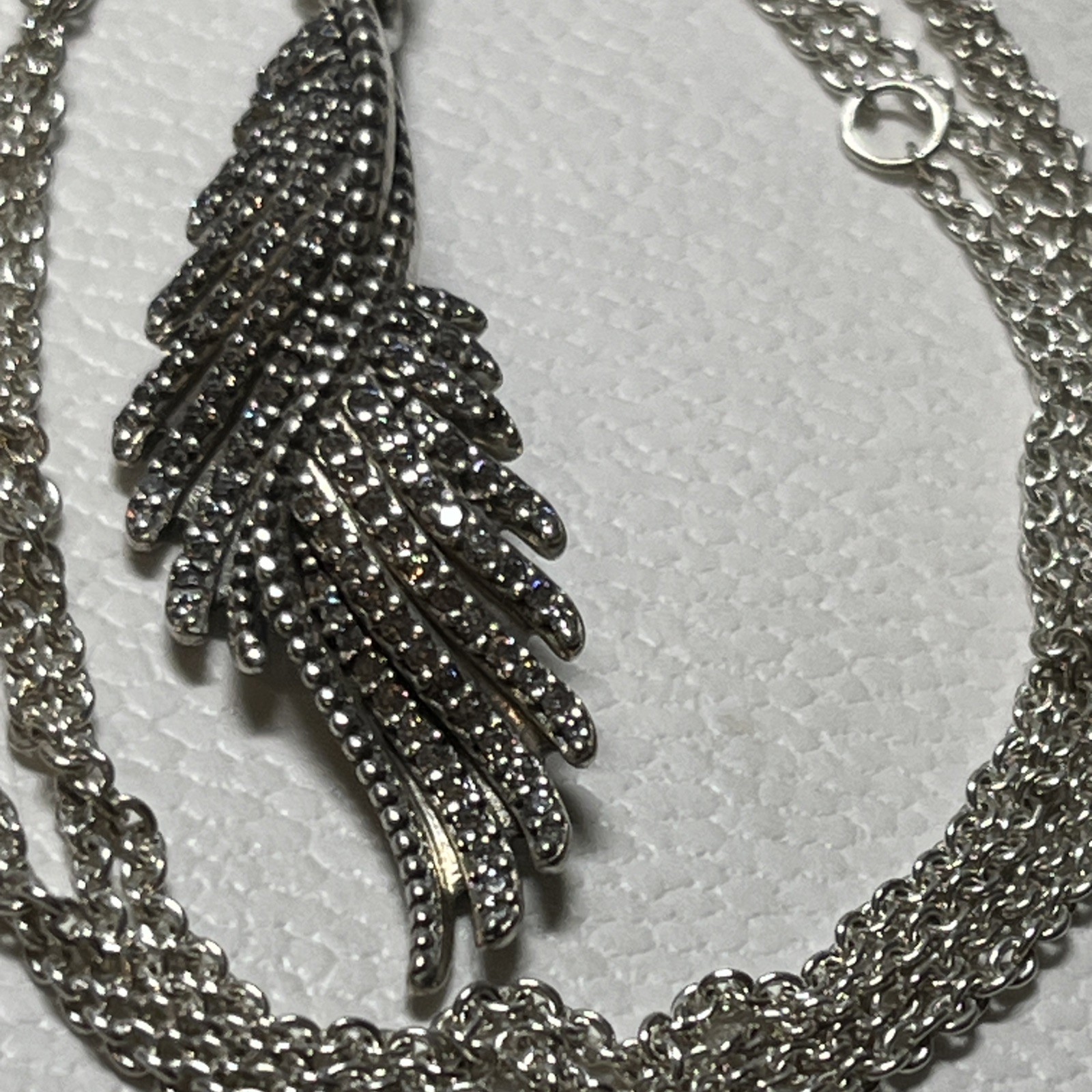 Genuine Pandora Silver Majestic Feathers Pendant Necklace 70cm