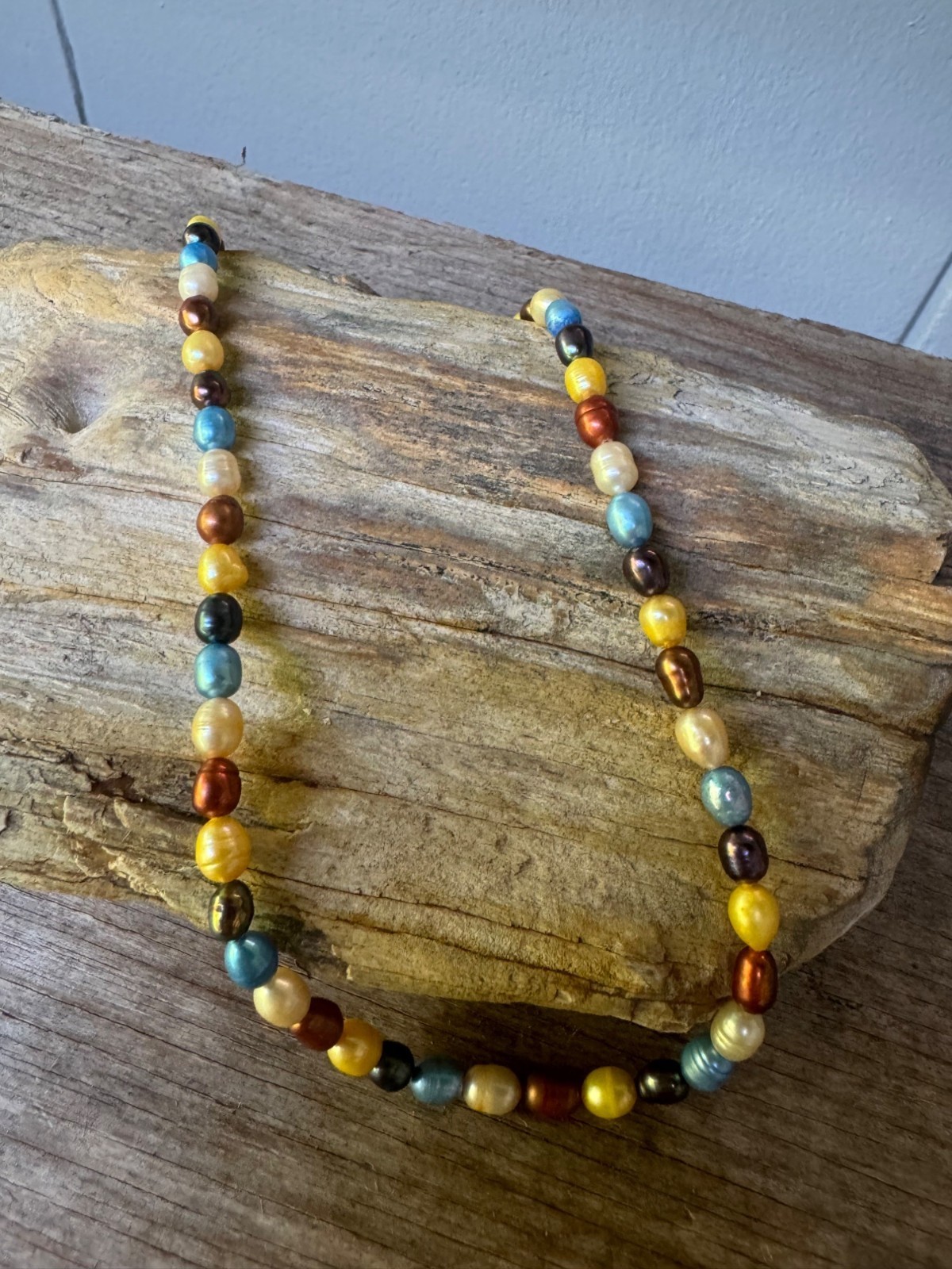 Unbranded Pearl Necklace Unisex 18” Sterling Silver Clasp Dyed Multicolor