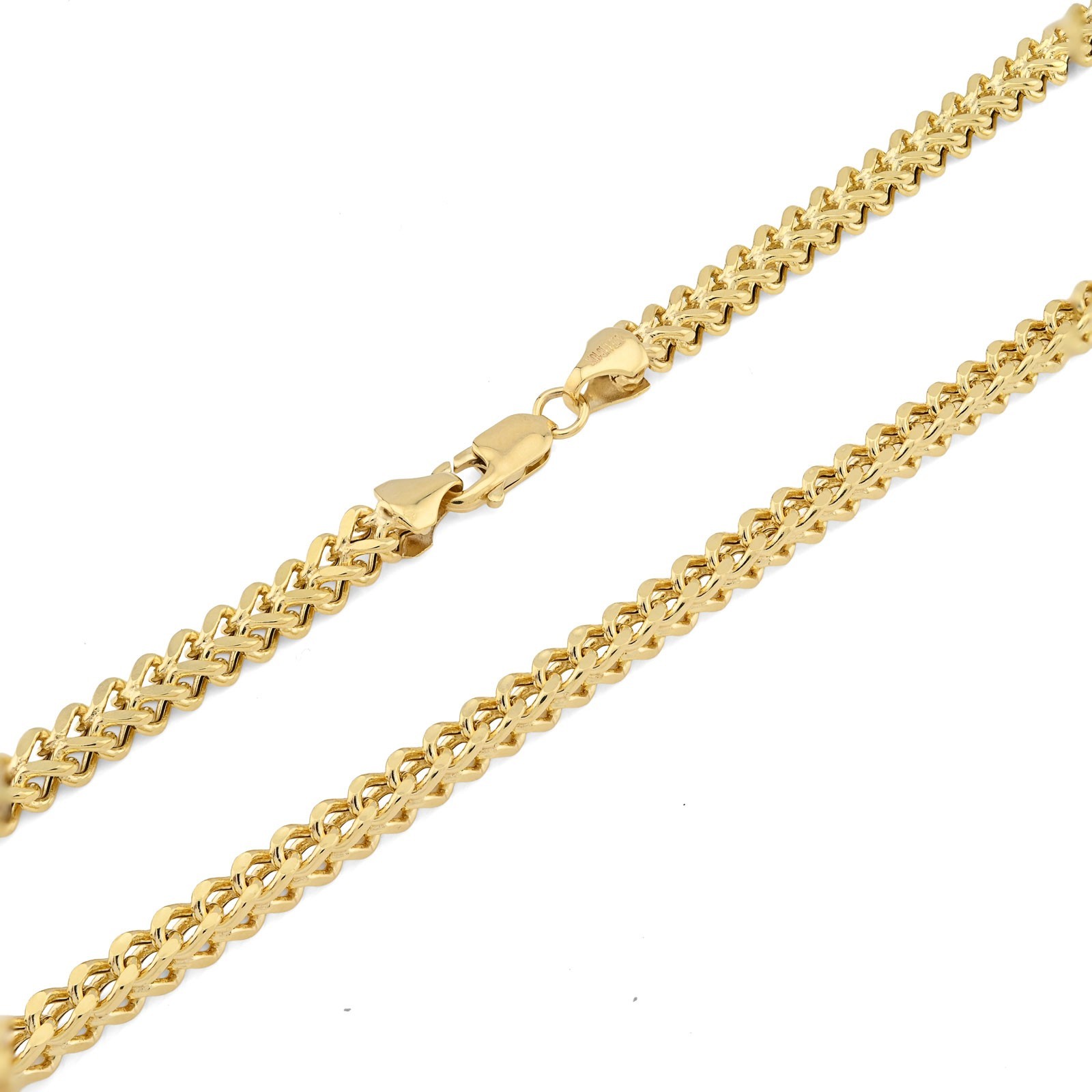 4MM Mens Franco Chain 14.3gms Necklace 1/10th 10k Gold Bonded 925 Silver 22 Inch