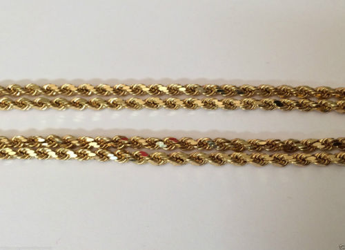14k Yellow Gold Necklace Rope Chain 1.5mm 2mm 3mm 4mm 5mm Mens Womens