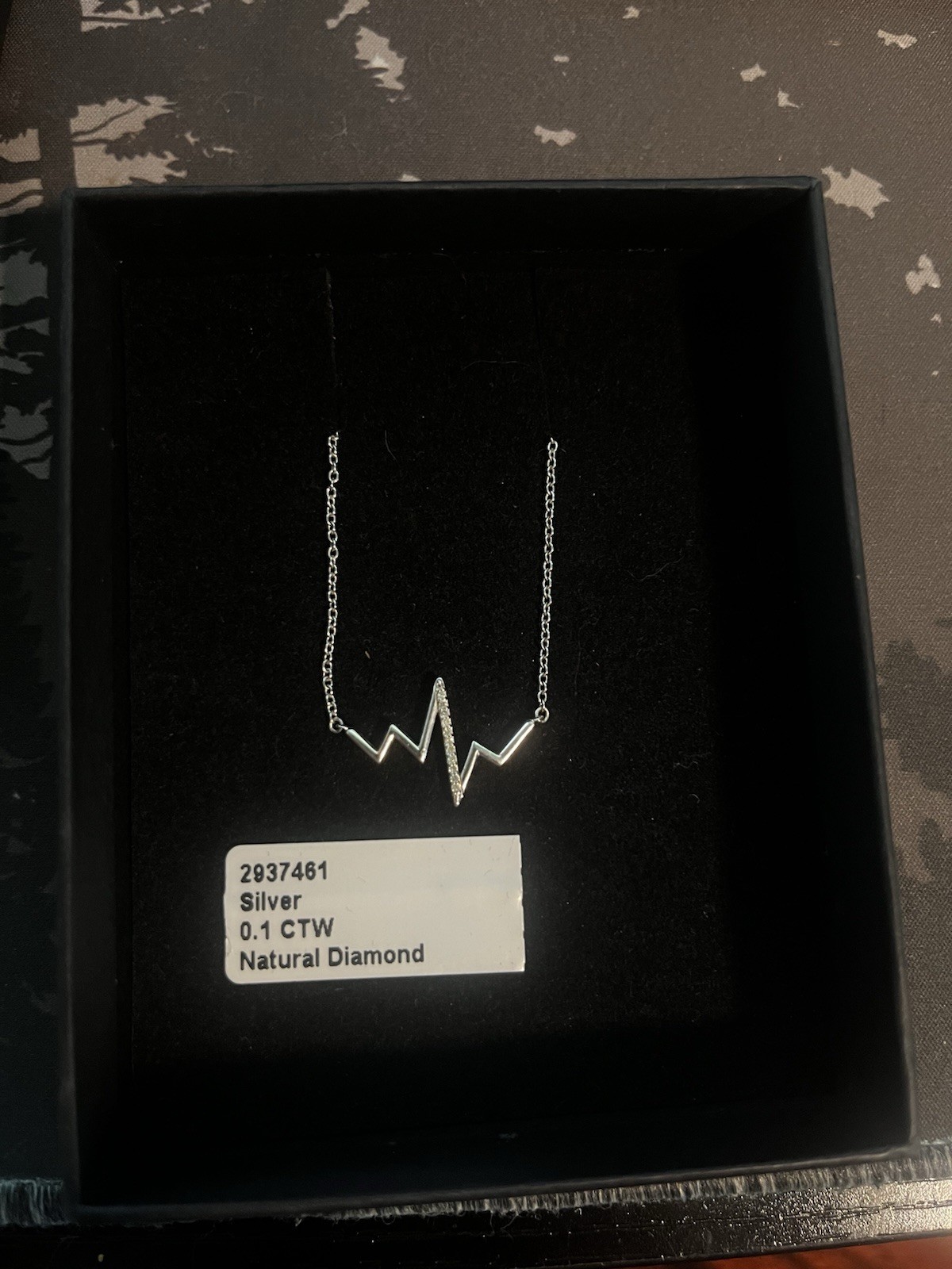 925 Silver Natural 0.1 CTW Diamond Heartbeat Pendant Necklace Cable Chain
