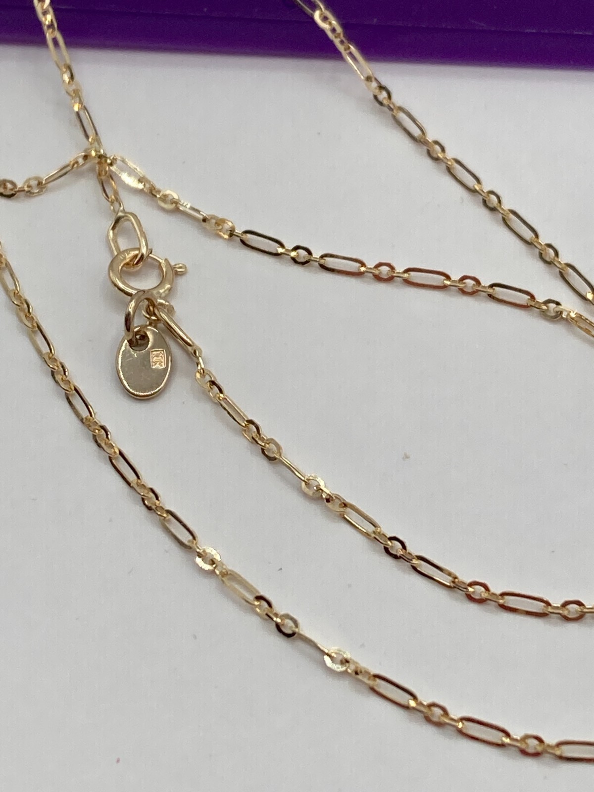 solid 10k gold paperclip Figaro chain 1.5mm necklace