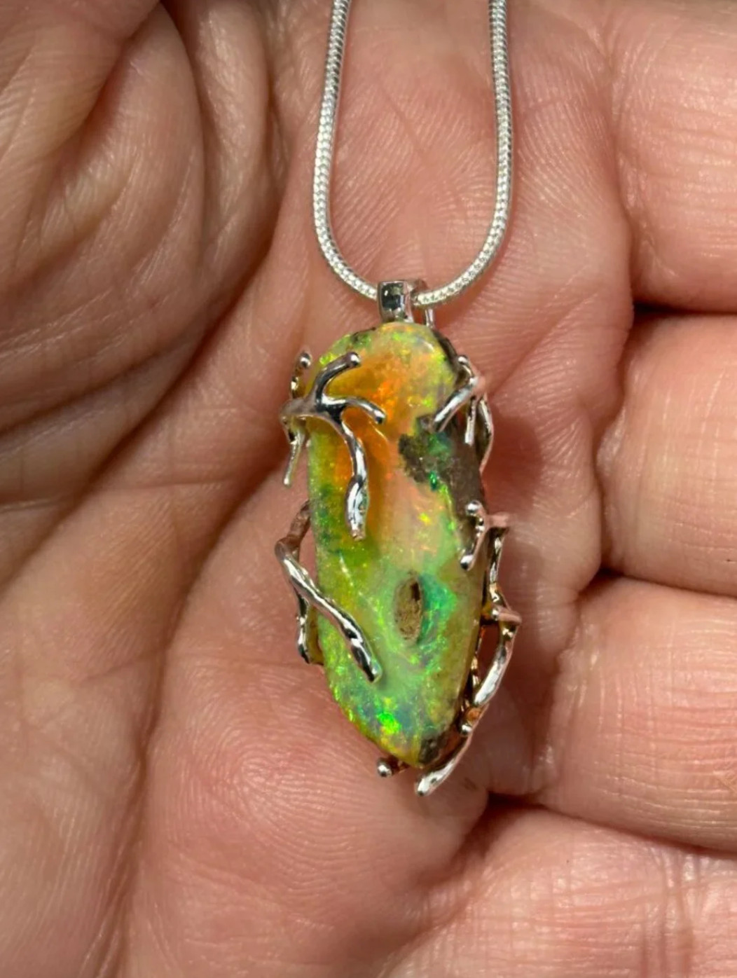 Opal Silver Woods Bohemian Necklace