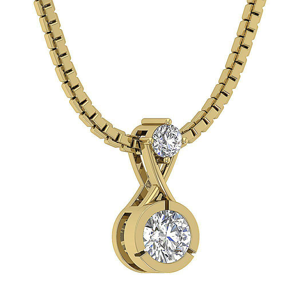 Solitaire Pendant I1 G 0.40 Carat Natural Diamond Rose Gold Prong Bezel Set