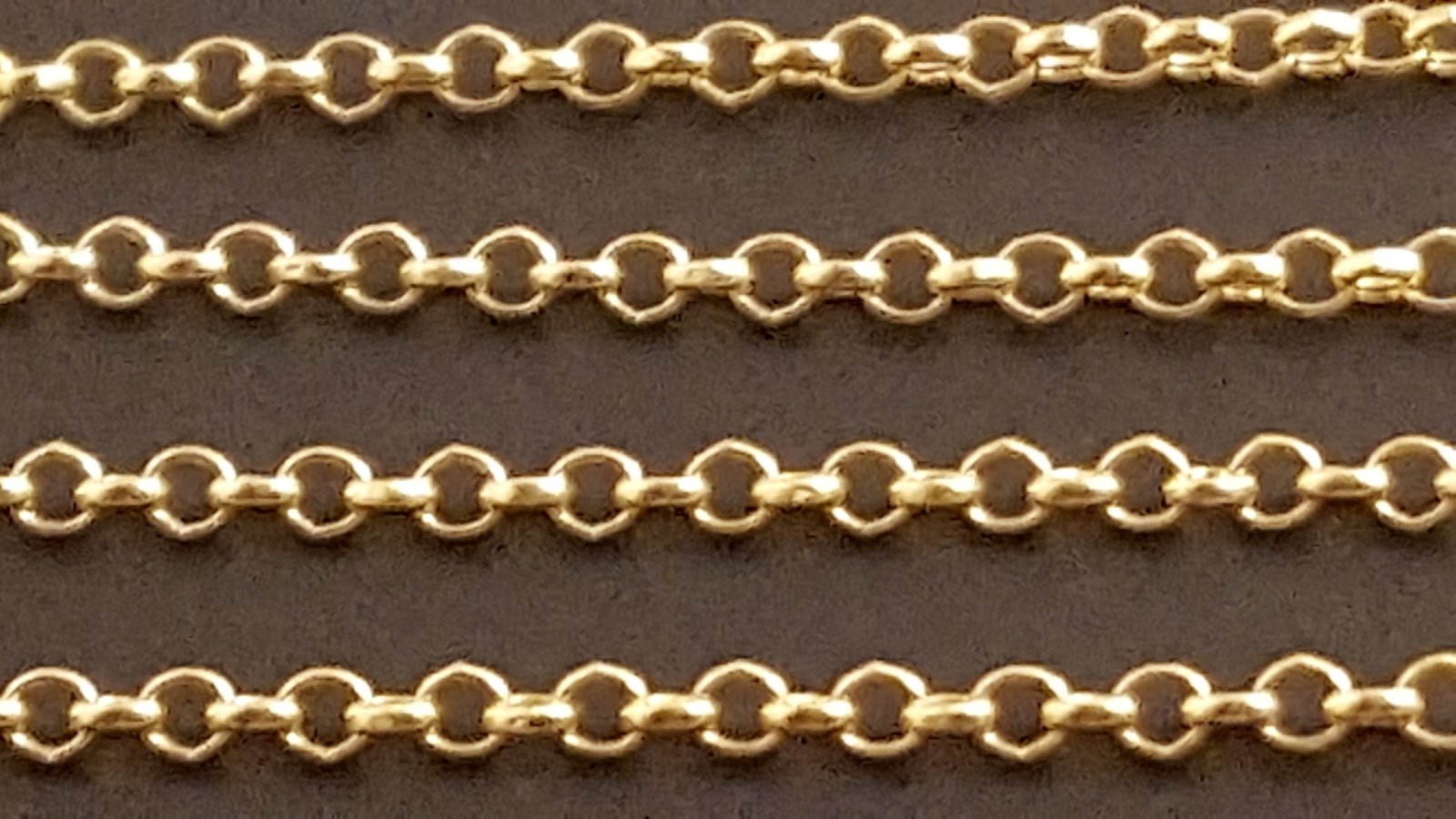 14 k Solid Yellow Gold 1.55mm Rolo Chain Diamond Cut Necklace 16″ – 24”.