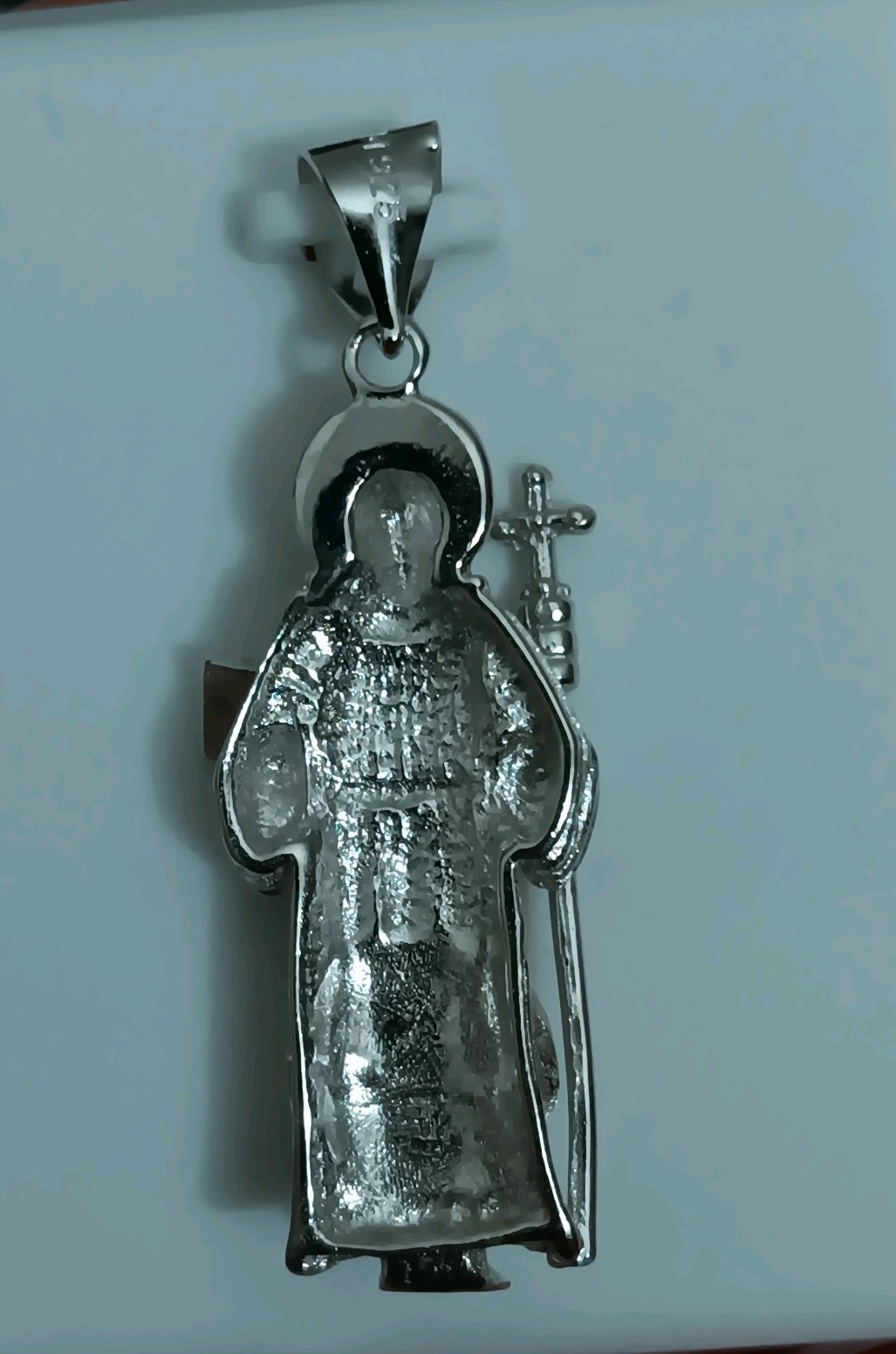 SAN BENITO / ST. BENEDICT 3D Sterling Silver Religious Charm Pendant Solid 925
