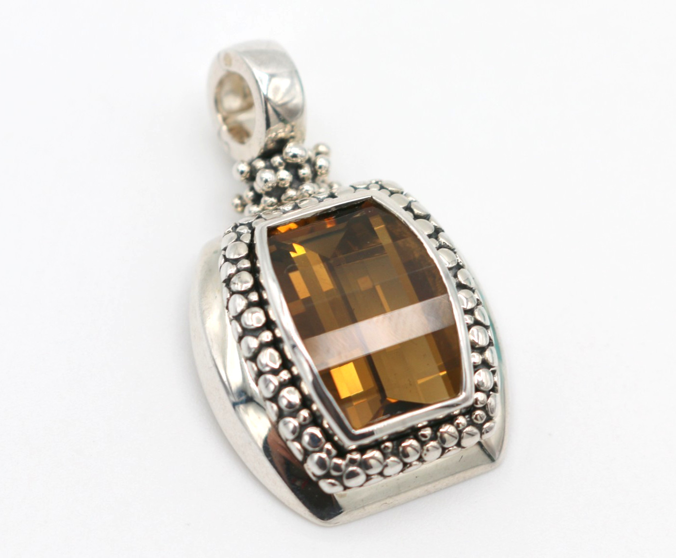 Michael Dawkins Sterling Silver 925 Citrine Rectangle Pendant Enhancer 18.28g